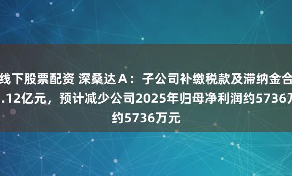 线下股票配资 深桑达Ａ：子公司补缴税款及滞纳金合计1.12亿元，预计减少公司2025年归母净利润约5736万元