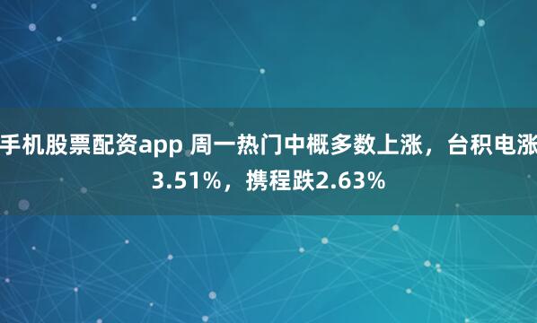 手机股票配资app 周一热门中概多数上涨，台积电涨3.51%，携程跌2.63%